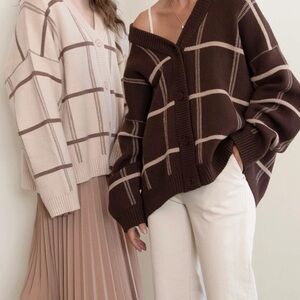Oak and Fort Brown Plaid Women Oversized Cardigan